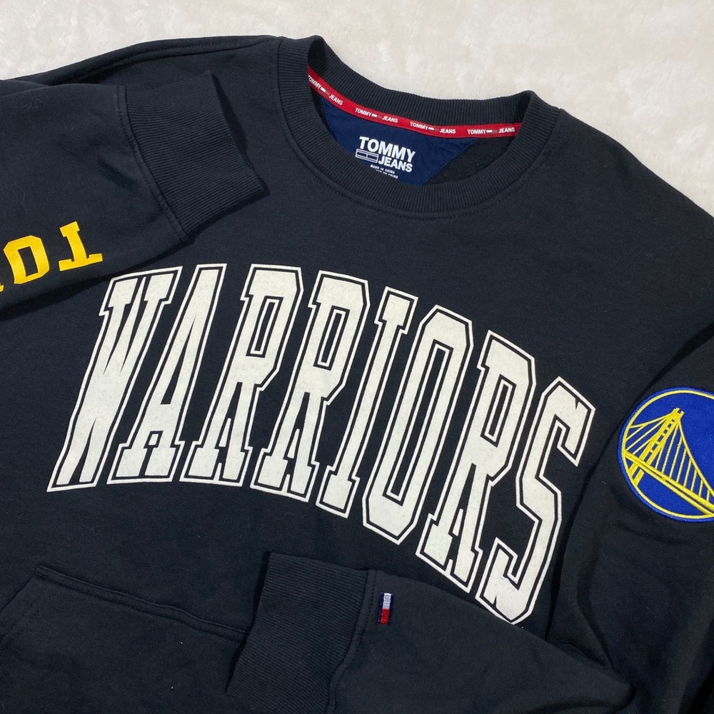 Y2K Tommy Jeans Warriors Sweatshirt Golden State NBA Crew Neck Pullover Black L